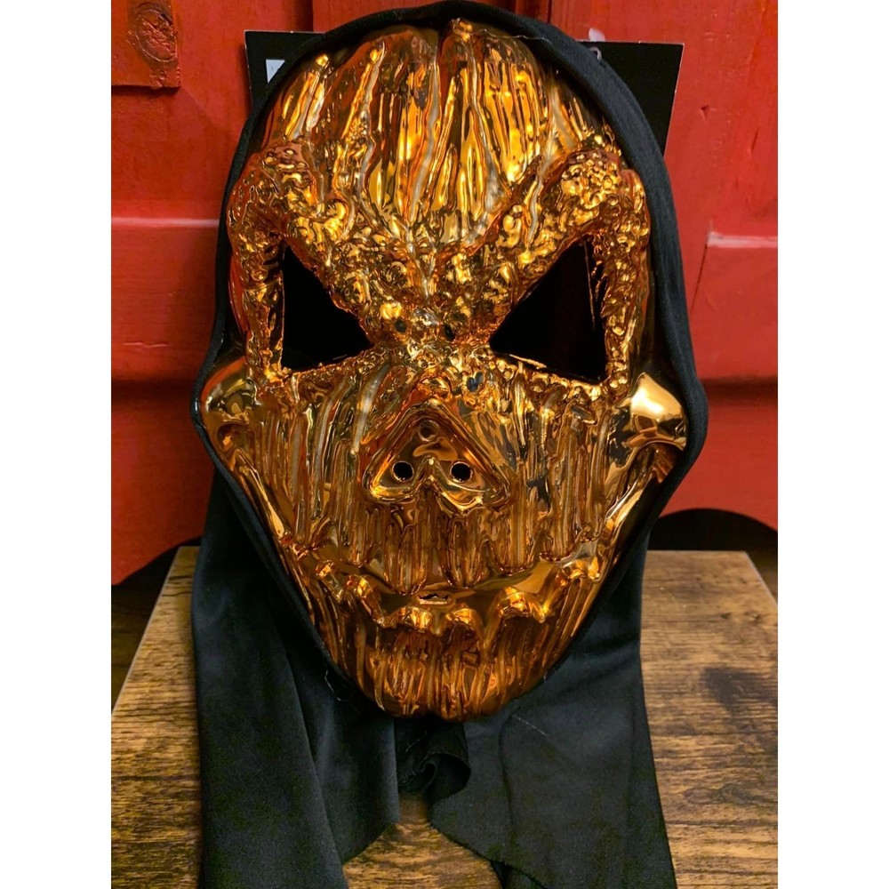 NEW WITH TAGS Bright Orange Metallic Mask Adult Size Halloween Skull FAST SHIP
